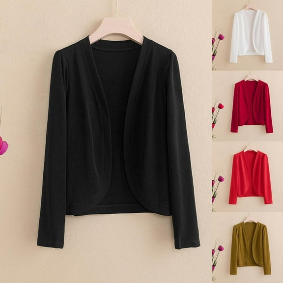 LOVZFMLL Cardigan for Women Open Front Long Sleeve Layering for Spring & Fall Casual Wear Solid Color Cover-Ups Relaxed Fit