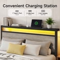 thumbnail image 7 of Twin Bed Frame with Storage Headboard & Drawer, Charging Station & LED Light, No Box Spring Needed, Noise Free, Easy Assembly, Rustic Grey, 7 of 7