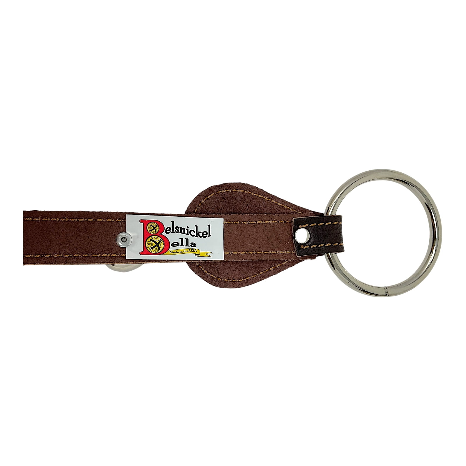 Belsnickel Horse Head Charm Brown Leather Sleigh Bell Door Hanger Made in USA
