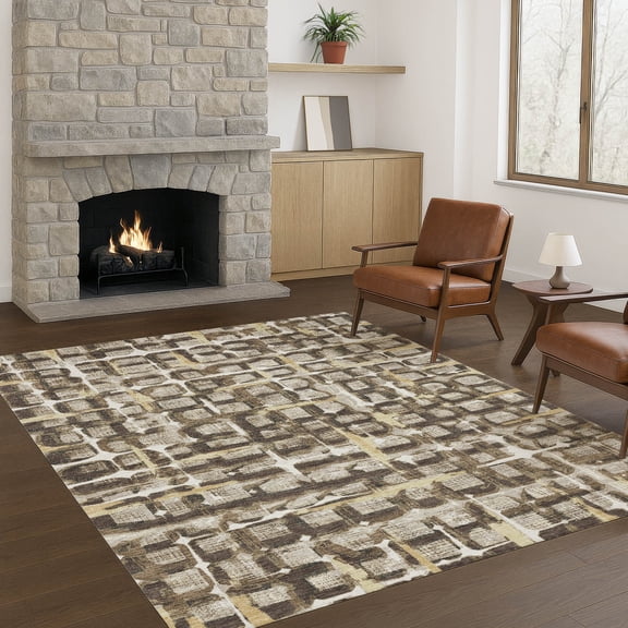Addison Rugs Chantille Indoor/Outdoor Transitional Geometric Beige Machine Washable Rectangle Rug, 10' x 14'