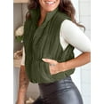 thumbnail image 3 of Women Corduroy Lightweight Sleeveless Padded Coat Zip Up Cropped Puffer Vest, 3 of 6