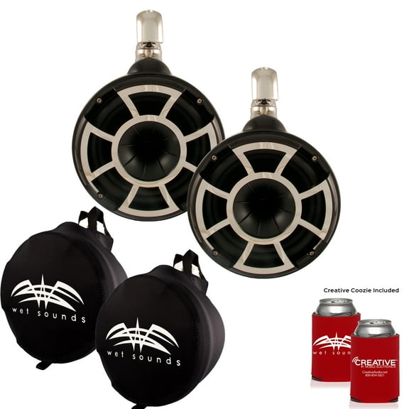 Wet Sounds REV 8 Swivel Clamp Tower Speakers with Wet Sounds Suitz speaker Covers - Black