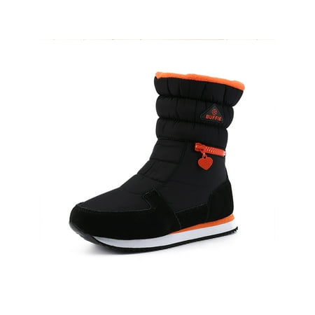

Ritualay Ladies Winter Boot With Lined Snow Boots Comfort Warm Booties Waterproof Slip Resistant Outdoor Shoes Work Walking Mid Calf Bootie Black 8