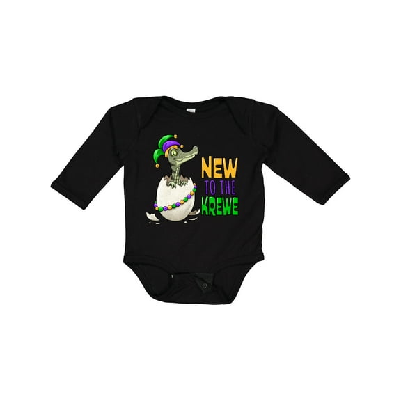 Inktastic New to the Krewe Mardi Gras Baby Alligator Boys or Girls Long Sleeve Baby Bodysuit
