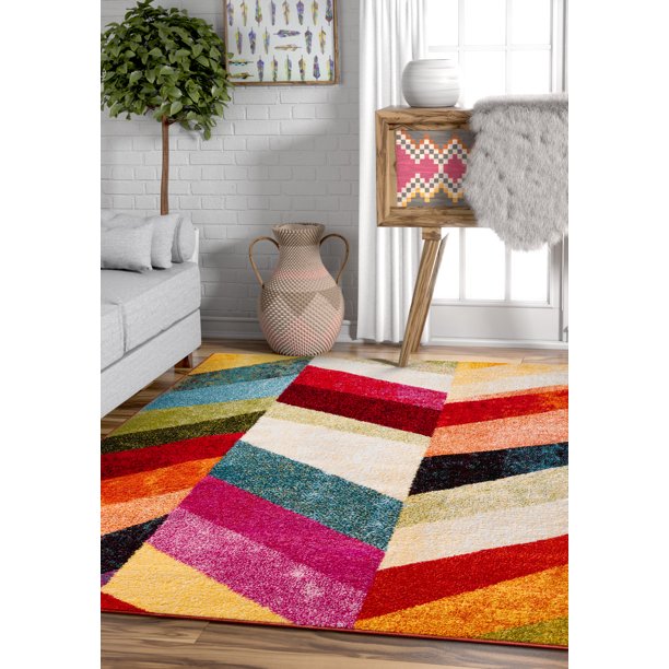 Well Woven Chevron Area Rug, 7' x 5', Fade Resistant, StainResistant