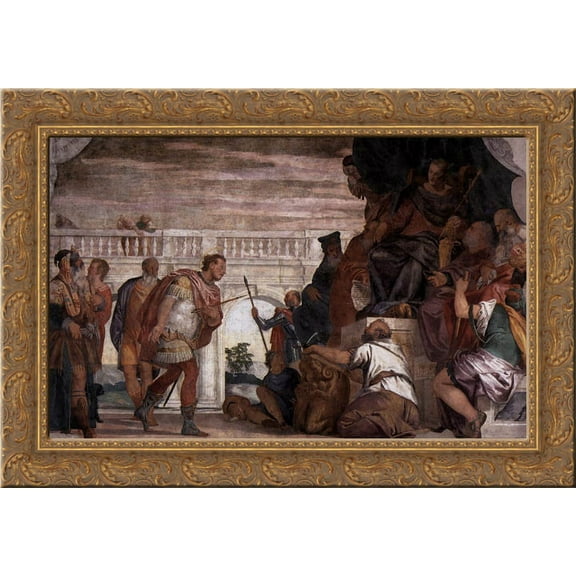 St Sebastian Reproving Diocletian 24x18 Gold Ornate Wood Framed Canvas Art by Paolo Veronese