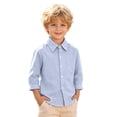 thumbnail image 2 of Boys Girls Shirts Long Sleeve Button Down Collared Checked Shirt with Chest Pocket Kids School Uniform 2-9 Years, 2 of 9