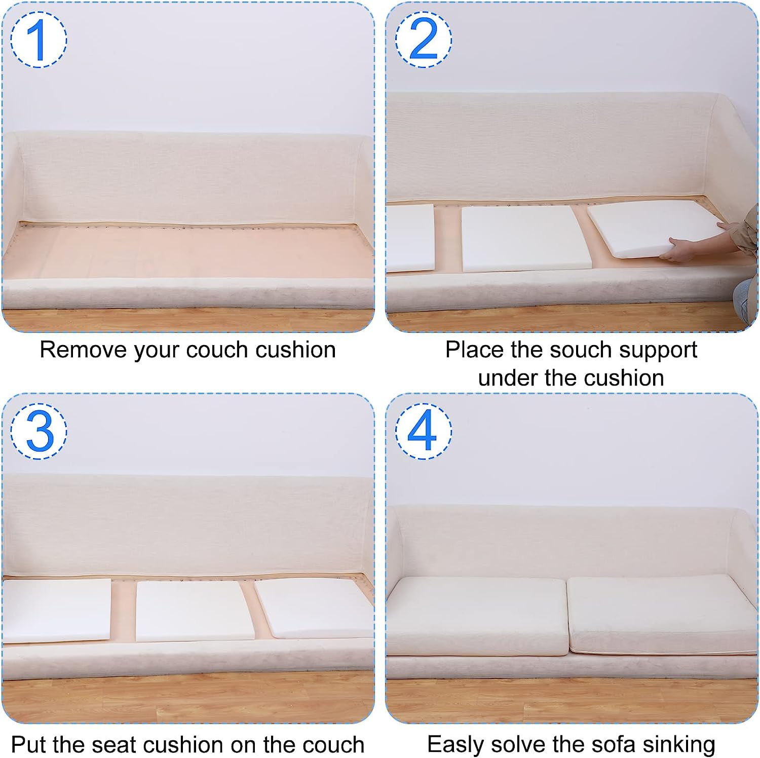 Set of 4 Couch Cushion Sag Repair Couch Sofa Cushion Support for Sagging  Seat, High Density Upholstery Foam Padding Seat Under Cushion Sag  Replacement Repair, 20 x 20 x 2 Inches 