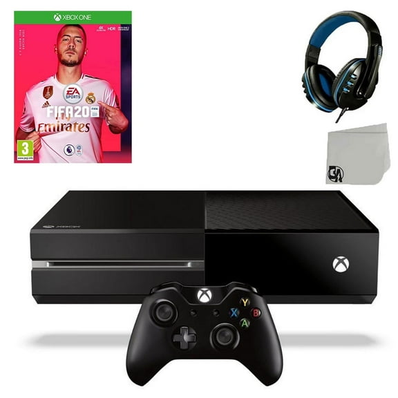 Pre-Owned Microsoft Xbox One Original 500GB Gaming Console Black Headset With FIFA-20 Game BOLT AXTION Bundle Used