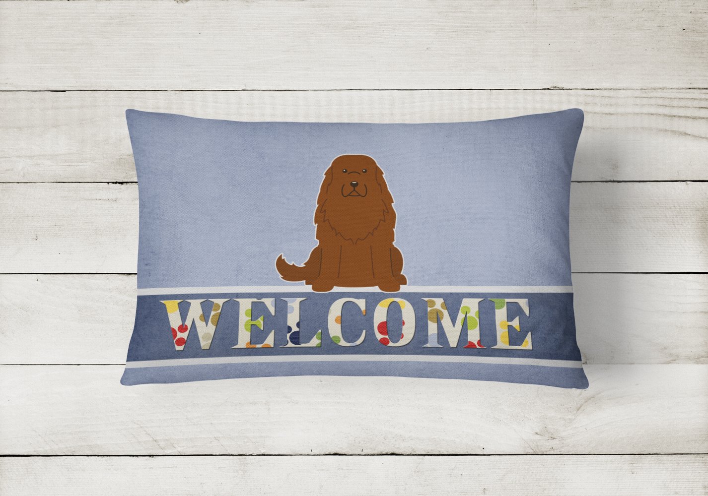 Carolines Treasures BB5631PW1216 Caucasian Shepherd Dog Welcome Canvas Fabric Decorative Pillow, 12H x16W, multicolor
