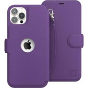 LUPA Legacy iPhone 12 Wallet case for Women & Men - 12 Pro case with Card Holder [Slim and Durable] Faux Leather - Flip Cell Phone case, Folio Credit Cover - Purple [Includes Wristlet]