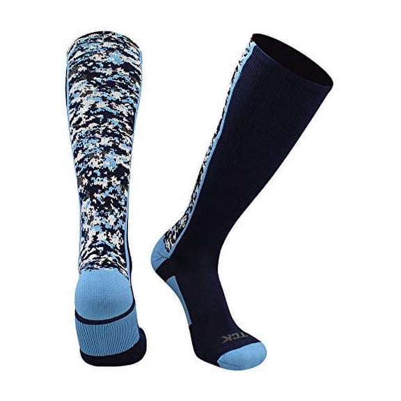 TCK Digital Camo OTC Socks for Youth & Adults - Navy/Columbia Blue, X-Large