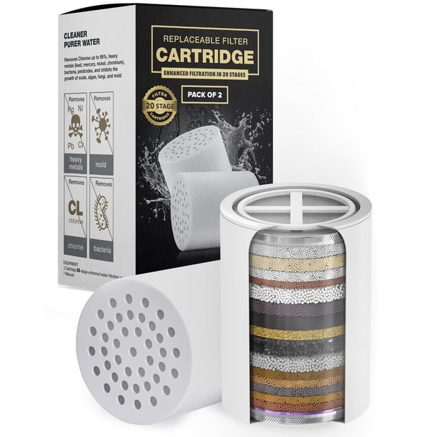 Paquete de 2 cartuchos de filtro de repuesto para ducha AquaHomeGroup