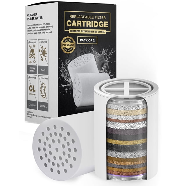 Paquete de 2 cartuchos de filtro de repuesto para ducha AquaHomeGroup