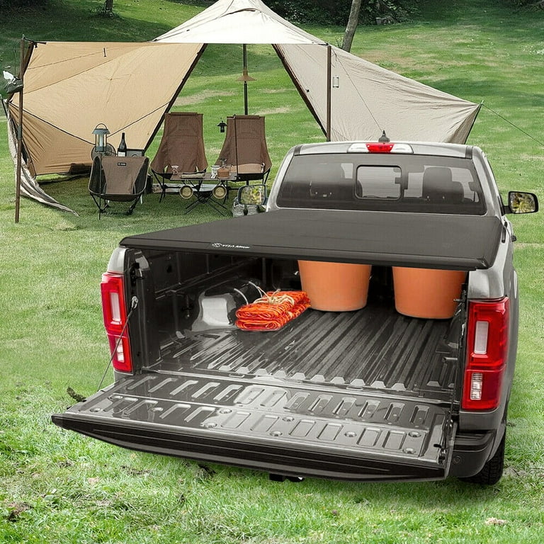 Truck bed top tonneau cover tent