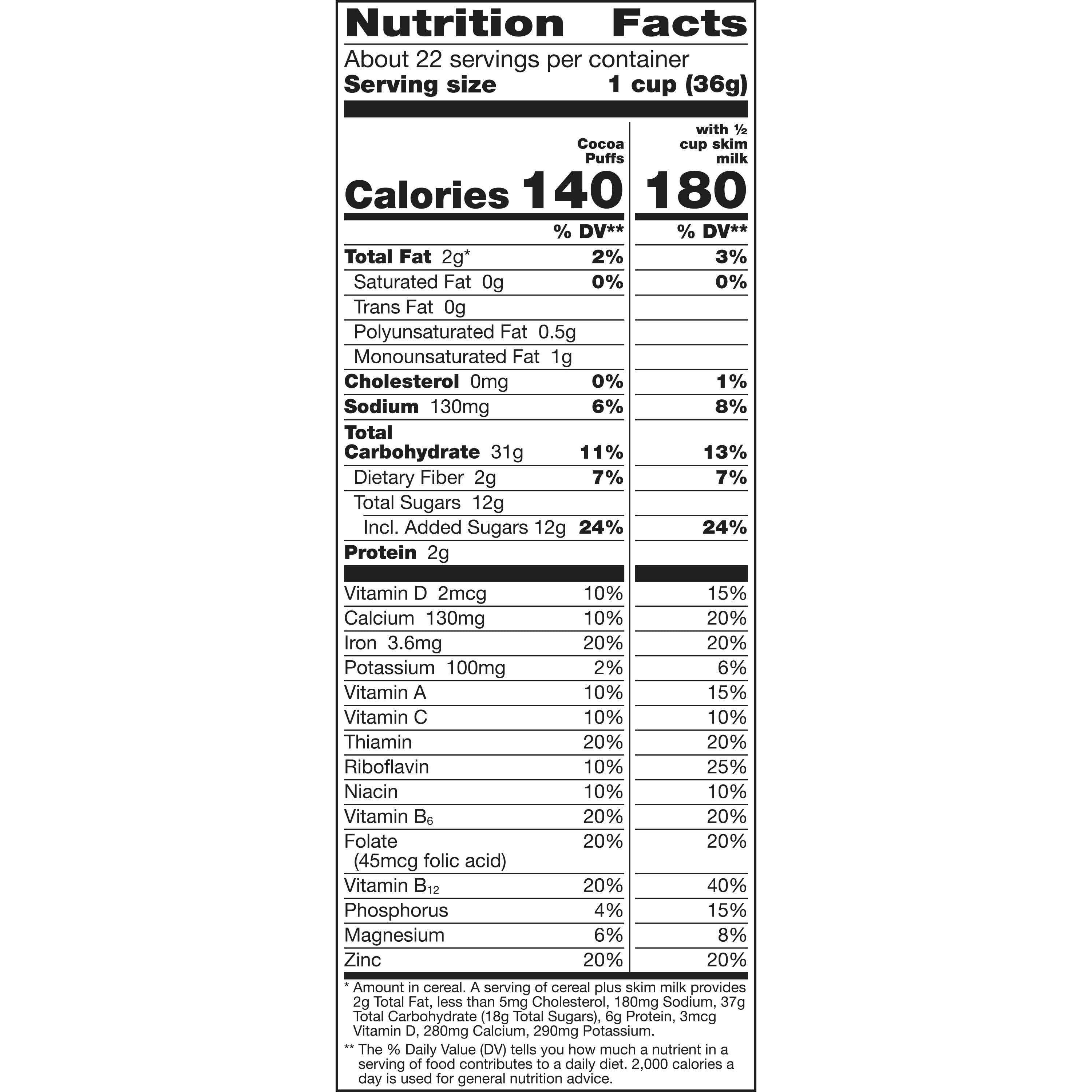 (2 pack) Cocoa Puffs, Chocolate Breakfast Cereal with Whole Grains Brand, Mega Size, 28.5 oz