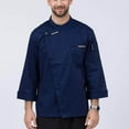 thumbnail image 2 of Unisex Chef Jackets Coat Long Sleeves Shirt Kitchen Uniforms Dark Blue XL, 2 of 9