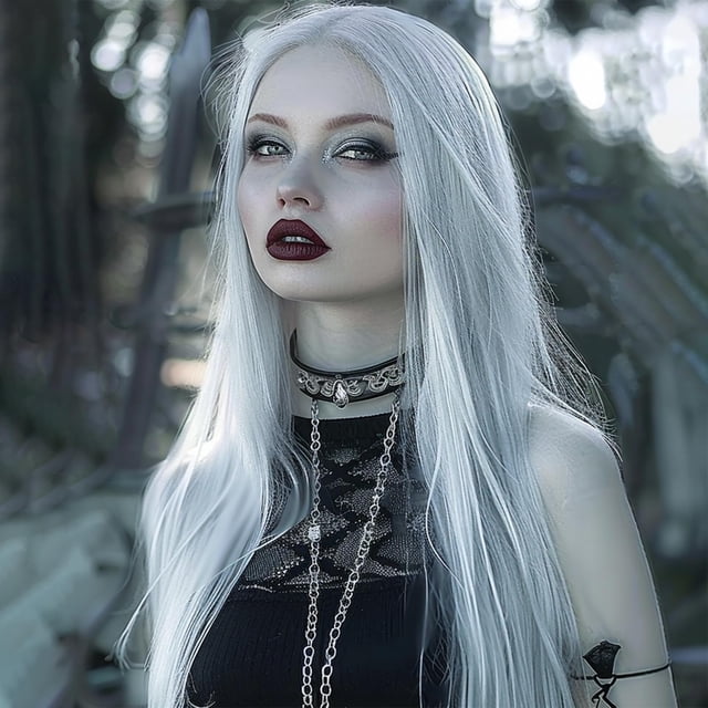 Leuik Peluca larga y recta|Pelucas largas sintéticas para mujeres|Peluca de cosplay para mujeres de moda 28 pulgadas (blanco)