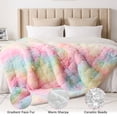 thumbnail image 3 of Teler Faux Fur Weighted Blanket for Adults, Sherpa Queen Size Heavy Blanket for Sleeping, 60" x 80", 20 lbs,Rainbow, 3 of 9