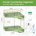thumbnail image 3 of Makeup Organizer for Vanity, 2-Tier Corner Bathroom Organizer Countertop with Makeup Brush Holder, Corner Counter Storage for Bathroom Dresser- Green, 3 of 7