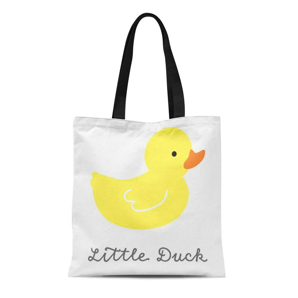 ASHLEIGH Canvas Tote Bag Yellow Duck Rubber Ducky Nursery Cute Little