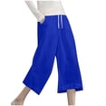 thumbnail image 2 of LAJPXKHY Capri Pants for Women Cotton Linen Summer Lightweight Thin Casual Elastic Drawstring Waist Straight Leg Capris with Pockets, 2 of 6