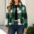 thumbnail image 5 of Enjoytime Fall Jackets for Women Plaid Lapel Collar Button Down Cropped Jacket Trendy Casual Coat Fashion Long Sleeve Outerwear, 5 of 7
