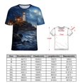 thumbnail image 2 of Lighthouse Sunrise Coast Scenery Pale Blue Tan Women's Short Sleeve Tops Casual Blouses T Shirt, 2 of 6
