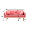 thumbnail image 7 of Velvet Accent Sofa, Convertible Futon Sofa Bed with Metal Feet, Modern Upholstered Folding Sofa Bed Recliner Couch Sofa with Two Couch Pillows, Loveseat Sofa Bed for Living Room Bedroom, Peach, 7 of 7