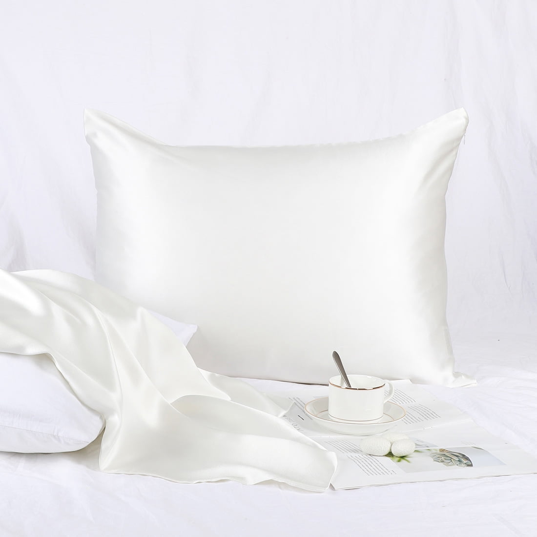 Unique Bargains Mulberry Silk Pillowcase for Skin 25 Momme White King