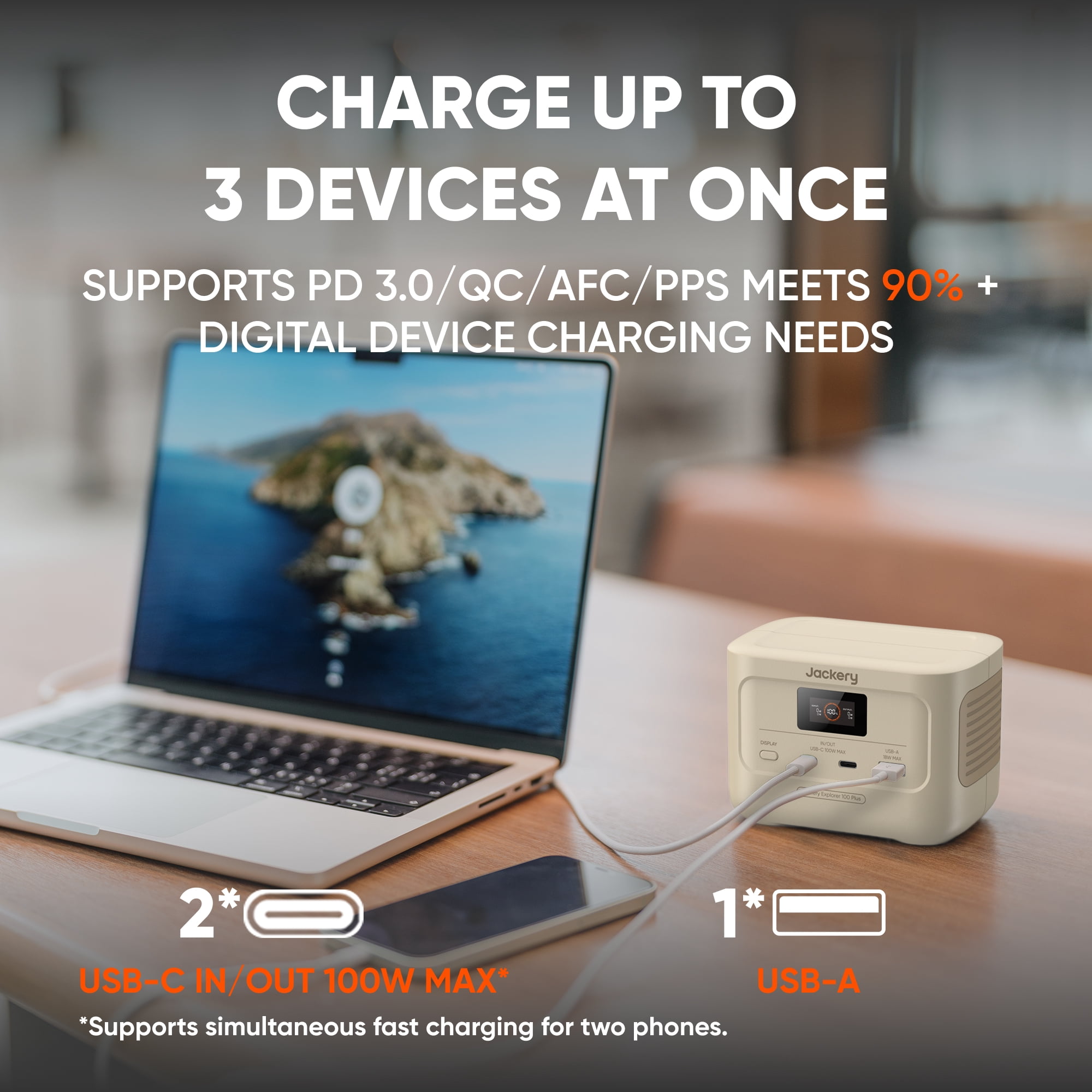 Jackery 100 Plus Portable Power Station,  128W Continuous, Dune White