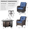 thumbnail image 3 of Bellefurn 7 Pieces Patio Furniture Sets with Fire Pit,High-Back Rattan Patio Outdoor Conversation Set with 4 Swivel Chairs & Coffee Table for Porch Deck Backyard Poolside, 3 of 13