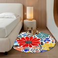 thumbnail image 2 of Round Rugs 3Ft, Spring Floral Round Area Rug Washable Indoor Throw Carpet, Watercolor Botanical Flowers Summer Small Non Slip Circle Rug for Bedroom Living Room Home Decor Aesthetic, 2 of 8