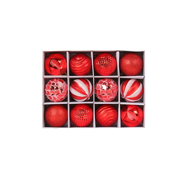 Kearding Paquete de 12 bolas de Navidad Árbol de pared Festival de vacaciones Atmósferas Decoraciones Fiesta temática Adornos de interior Decoración Kits de decoración para fiestas Rojo Kearding HA064842-02B