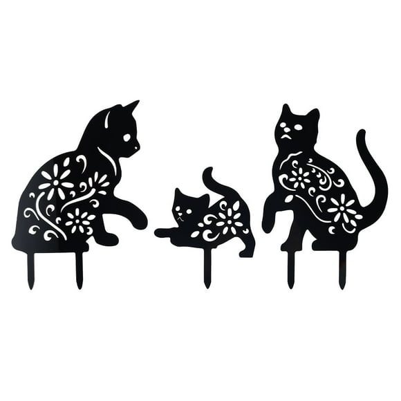Pluokvzr Pack of 3 Acrylic Cat (Bird Animal Fox Pest) Scarers Repeller Rodent Deterrent Garden Scare Cats Humane Control Outdoor Statues with Reflective Eyes