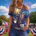 4th of July Outfits for Women Cold Shoulder Short Sleeve Casual Top ...