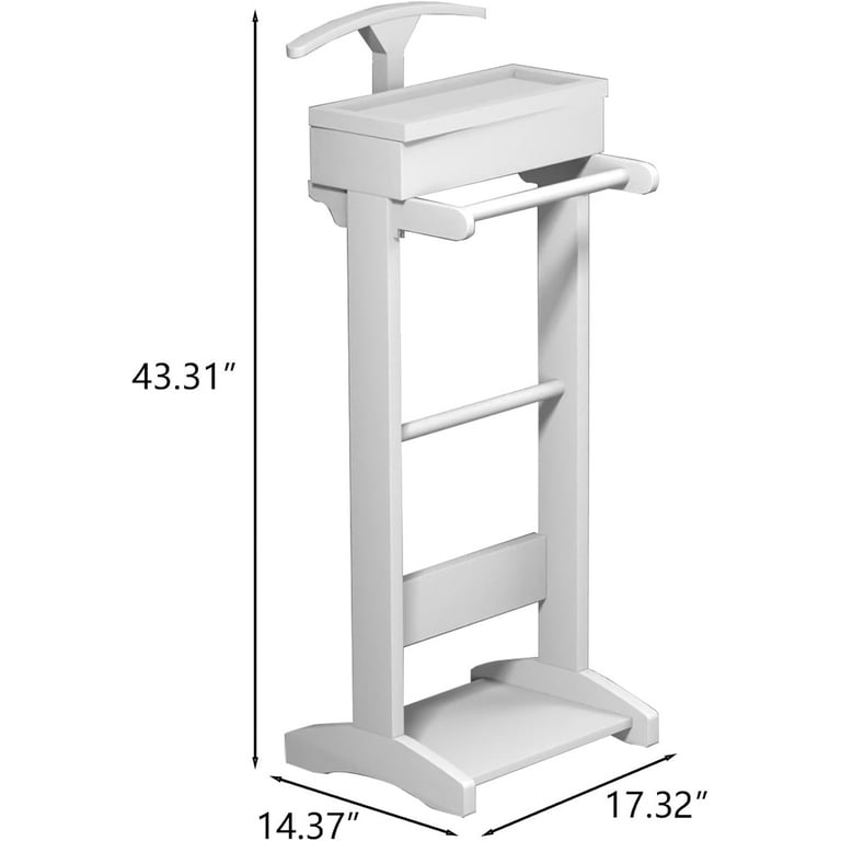 Room Valet Black Wooden Valet Stand - Freestanding Clothes Rack With Drawer & Shoe Storage Valet Stand For Men