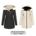 thumbnail image 2 of RYRJJ Women's Hooded Winter Puffer Coat Mid-Length Reversible Parka Jackets Full Zipper Outwear Warm Snow Coat with Pockets, 2 of 6