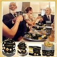 thumbnail image 3 of 192Pcs Retirement Party Supplies Set, Black & Gold Disposable Tableware with Happy Retirement Banner, Plates Cups Utensils Napkins for 24 Guests, Elegant Decor for Retirement Celebrations, 3 of 7