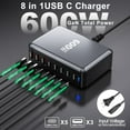 thumbnail image 6 of Famous Tech Shop USB-C Desktop Charging Station, 600W, 8-Port Fast Charger with Dual 140W PD for Laptops & Smartphones, 6 of 6