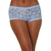 Maidenform® One Fab Fit® Microfiber Boyshort Underwear with Lace 40760 Color: White With Sky Blue Size: 6