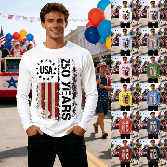 250Th Anniversary Usa Shirt Sporty Long Sleeve T Shirt Athletic Crew Neck 250Th Anniversary Graphic Tees Men Black L