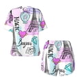 thumbnail image 5 of Picia Eiffel Tower and Hearts Pajamas Sets for Women Soft Short-Sleeved Pjs with Lounge Shorts Two Piece Sleepwear-4X-Large, 5 of 9