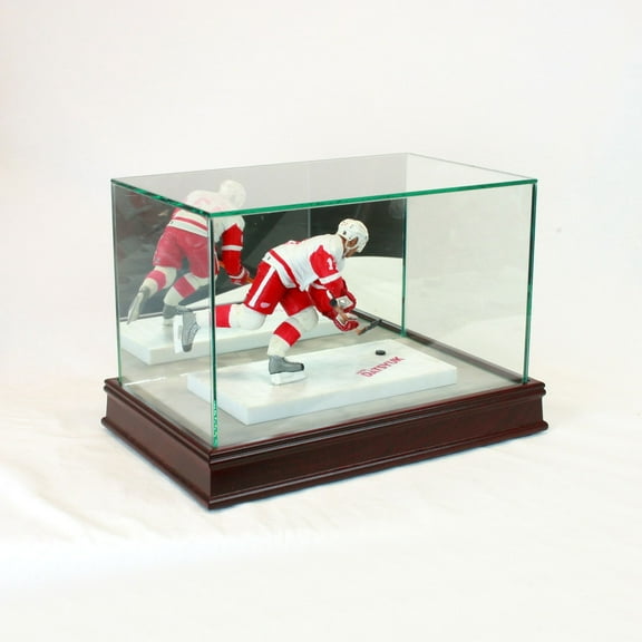 McFarlane Figurine Glass Display Case - Cherry Base - Grey Suede Bottom