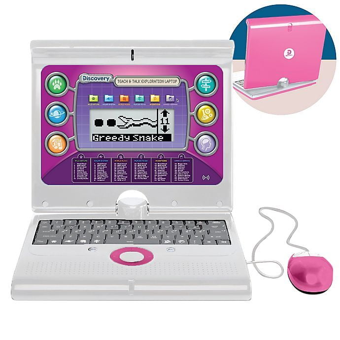 Portable Bilingual Early Educational Learning Kids Laptop Toy with Mouse Pink 