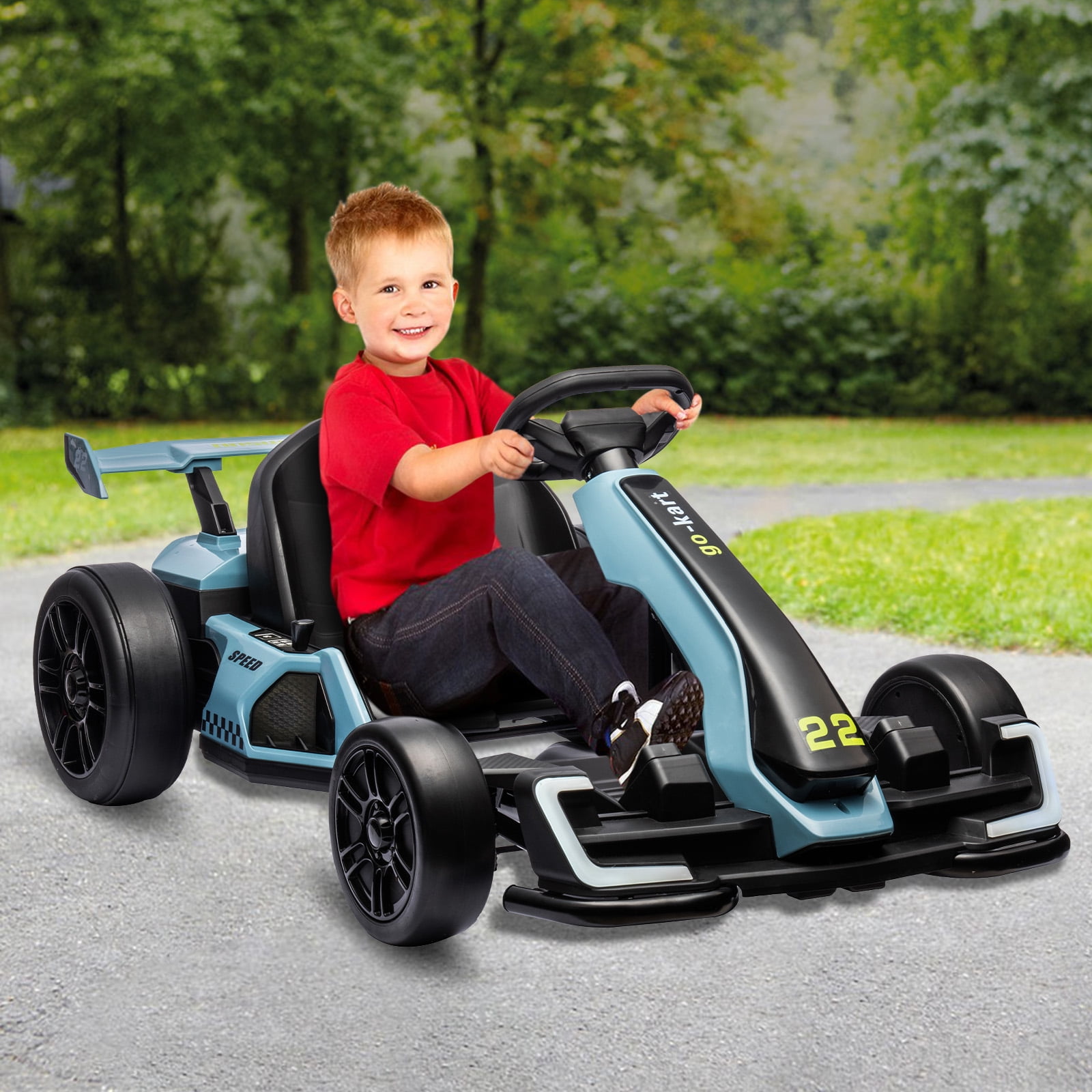 EastVita 24V Electric Go Kart,300W Powerful Drift Kart Ride on Car for Kids, Electric Pedal Kart,with 300W Strong Motor, Drift/Sport Mode, Big Battery, Eva Tire
