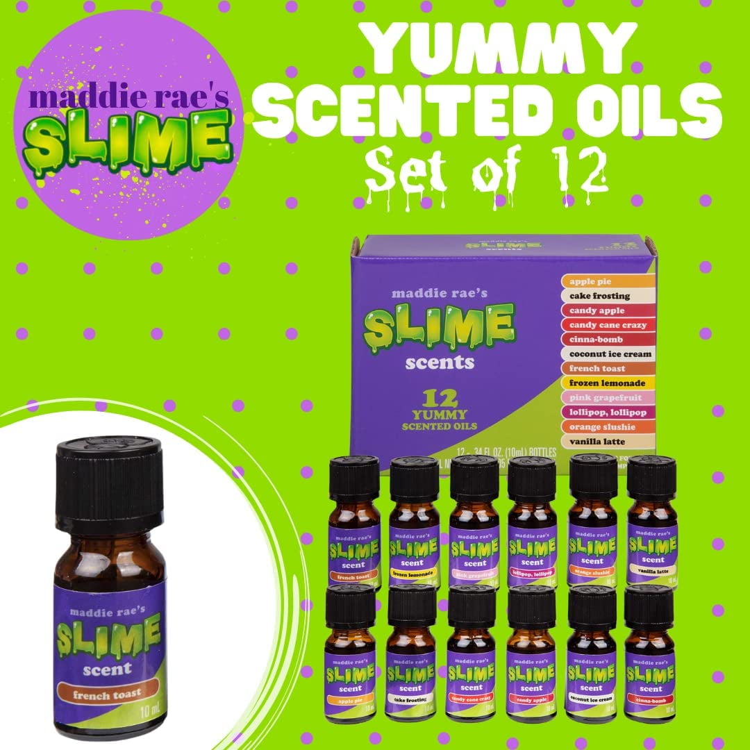 Maddie Rae's Slime Yummy Scented Oils (12 Pack) - X Large 10ml (.34 oz)  Includes Natural Food Fragrance Scent Oil Bottles for Slime Supplies Kit &  Crafts 