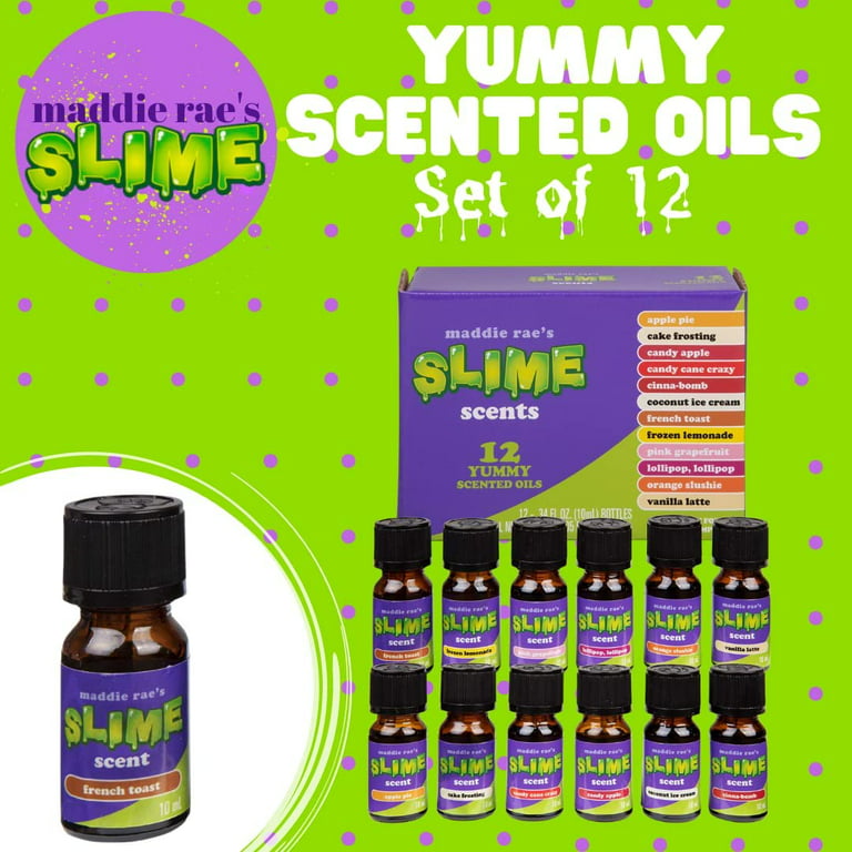 Maddie Rae's Slime Yummy Scented Oils (12 Pack) - X Large 10ml (.34 oz)  Includes Natural Food Fragrance Scent Oil Bottles for Slime Supplies Kit 