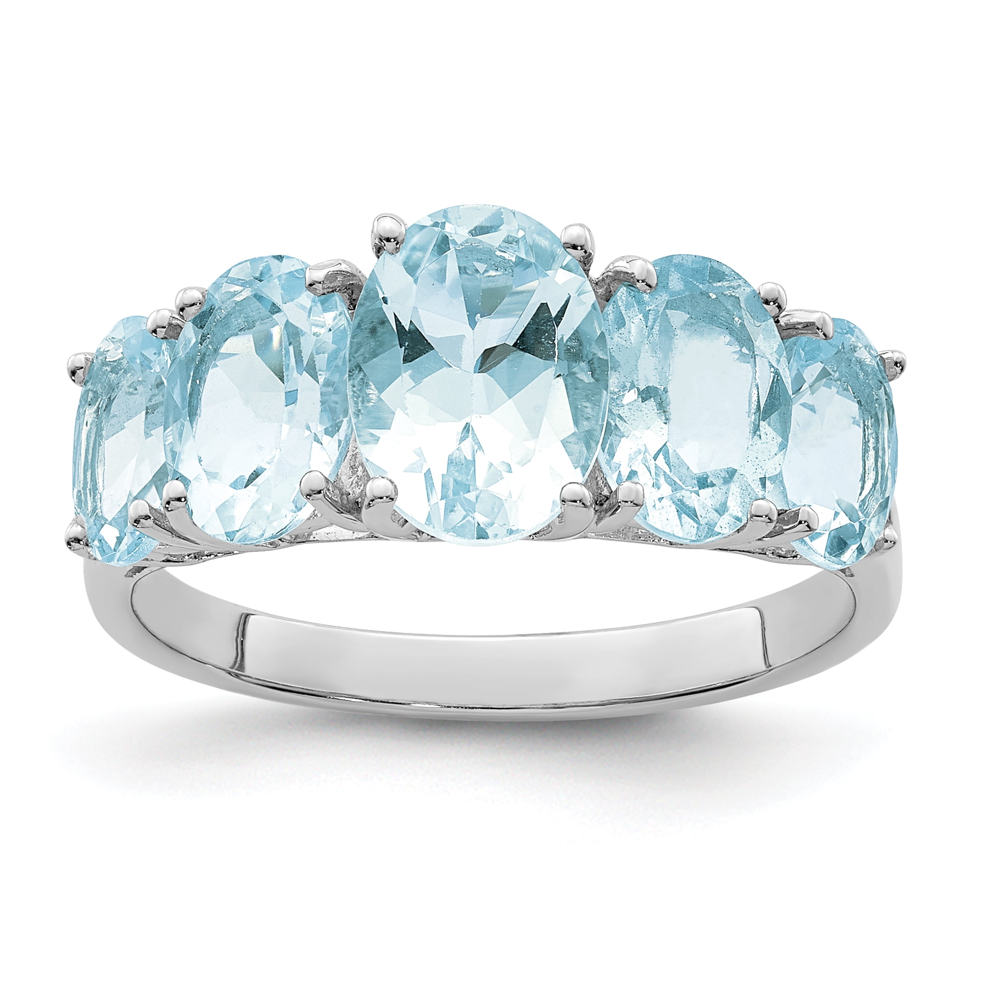 Bague en Argent Sterling 925 Aqua Pierre Précieuse d'Amour