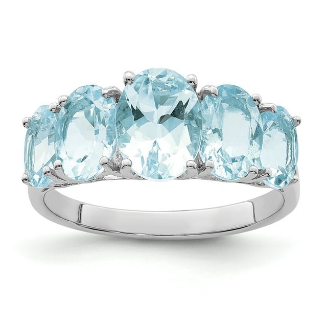 Bague en Argent Sterling 925 avec Pierre d'Amour Aqua